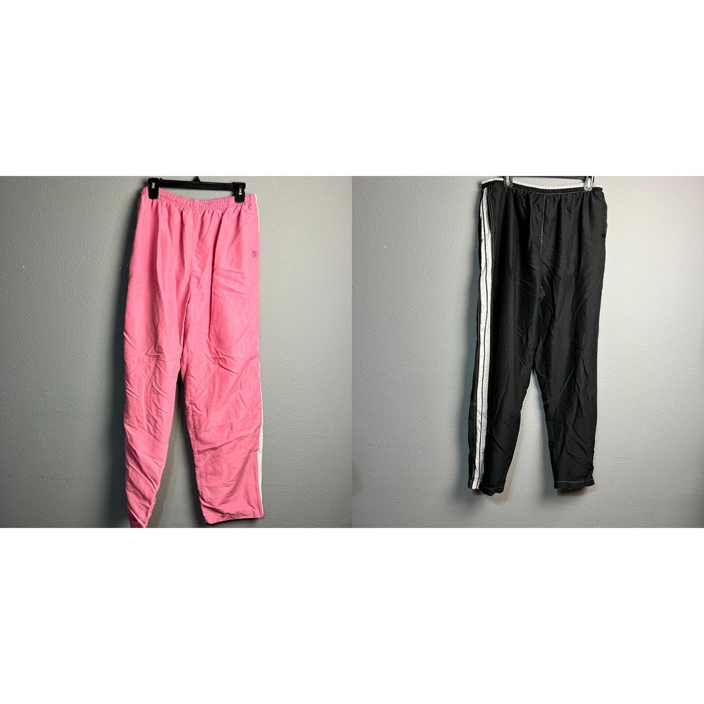 Bundle of 2 Wilson Athletic Track Pants Pink White Stripe Side Zip Womens XL
